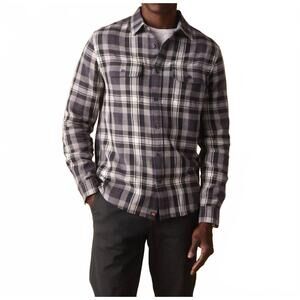 NEW THE NORMAL BRAND knitted mountain overshirt in grey plaid
